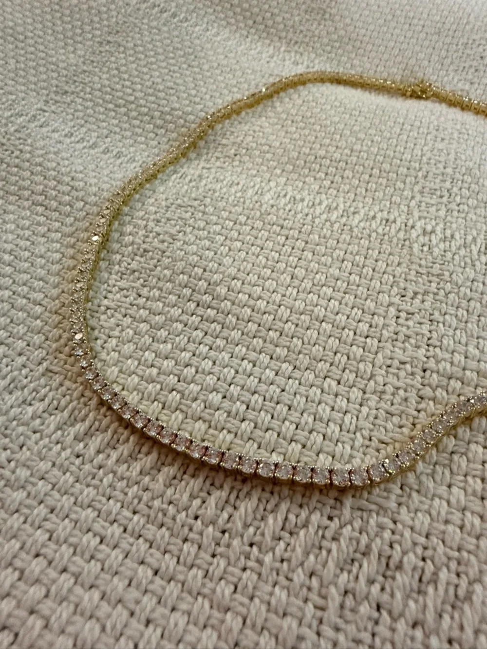 PAVOI 14K Gold Plated Tennis Necklace | 3mm Cubic Zirconia Dainty Gold plated - Picture 4 of 5